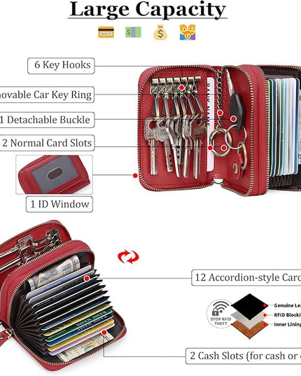 GOIACII Small Genuine Leather Wallet for Women, RFID Blocking Credit Card Holder Wallet