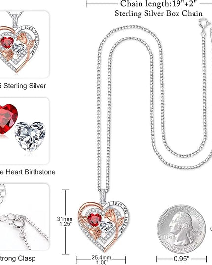 Iefil Christmas Gifts for Women - Sterling Silver Birthstone Necklace Anniversary Birthday Gifts for Her Wife Mom Daughter