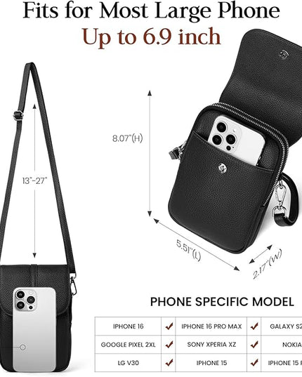 befen Genuine Leather Small Crossbody Bags for Women, Multi Pocket Cell Phone Crossbody Purse with RFID Blocking Card Slots
