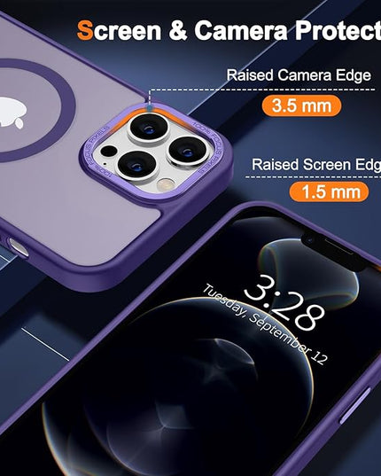 Hython Case for iPhone 12 Pro Max Case Magnetic Translucent Matte Phone Cases 6.7" [Compatible with MagSafe] Thin Slim Fit Shockproof Bumper Hard Protective Cover for Women Men Girls, Deep Purple