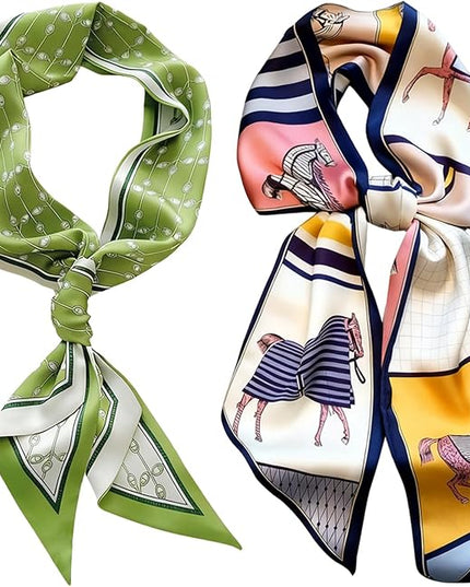 Womens Silk Scarf - Large Size 59 Inch Head Hair Neck Scarves Purse Bag Scarfs For Handbags Satin Fashion