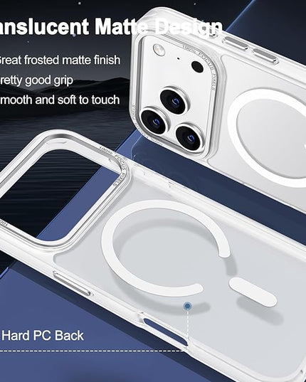 Hython Case for iPhone 17 Pro Max Case Magnetic Translucent Matte Phone Cases 6.9" [Compatible with MagSafe] Thin Slim Fit Shockproof Bumper Hard Protective Cover for Women Men Girls, Frosted White