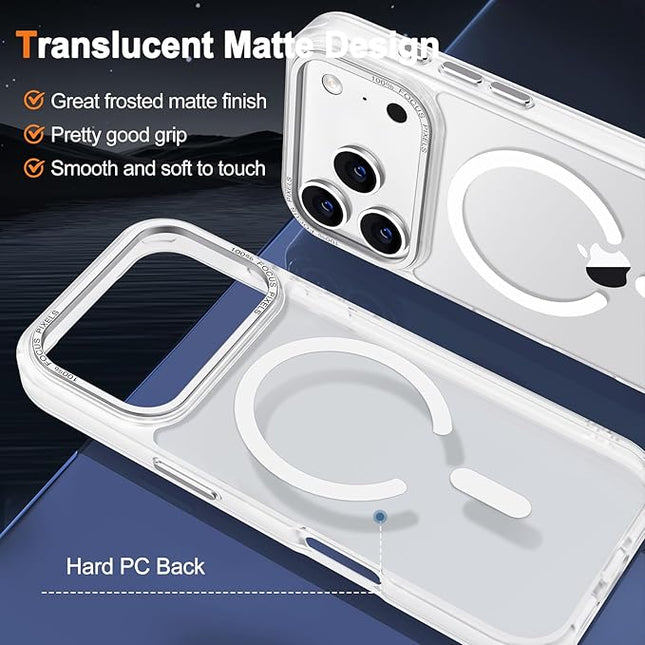 Hython Case for iPhone 17 Pro Max Case Magnetic Translucent Matte Phone Cases 6.9" [Compatible with MagSafe] Thin Slim Fit Shockproof Bumper Hard Protective Cover for Women Men Girls, Frosted White