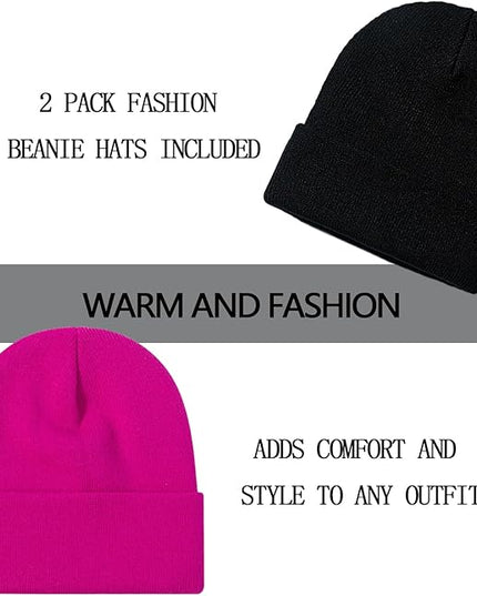 ZOORON 1&2 Pack Beanie for Men Women Slouchy Beanie Hats Winter Knit Caps Soft Ski Hat Unisex