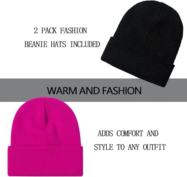 ZOORON 1&2 Pack Beanie for Men Women Slouchy Beanie Hats Winter Knit Caps Soft Ski Hat Unisex