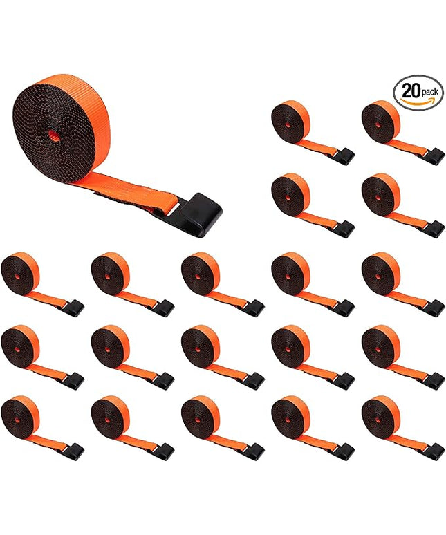 Mytee Products (20 Pack) Winch Straps 2" x30' - High Abrasion Orange Heavy Duty Tie Down w/Flat Hook WLL# 6670 lbs - 2 Inch Cargo Control for Flatbed Truck Utility Trailer
