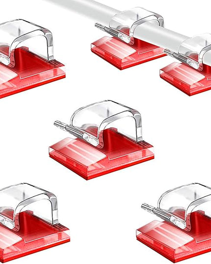 SOULWIT 50 Pcs Self Adhesive Cable Management Clips, Cable Organizers Sticky Wire Clips Cord Holder for TV PC Laptop Ethernet Cable Desktop Home Office (Clear)
