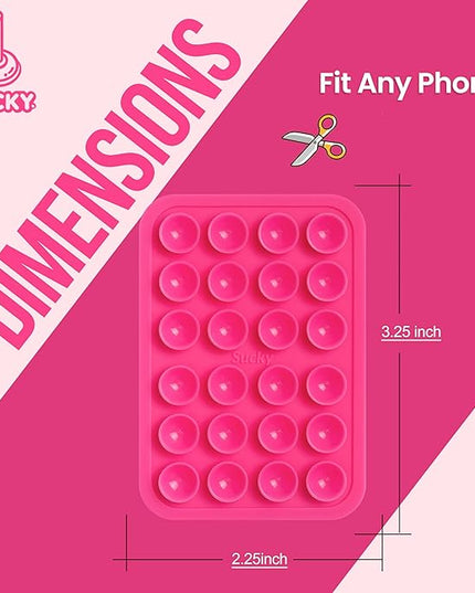 Suction Phone Case Mount, Phone Sticky Grip for iPhone and Android, Adhesive Phone Accessory, Hands-Free Mirror Shower Phone Holder for Videos and Selfies (Hot Pink)
