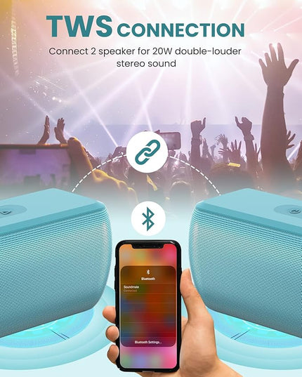 LENRUE Bluetooth Speaker,Wireless Portable Speakers with TWS, 16H Playtime,Loud Clear Sound for Home,Travel and Outdoor,Handfree Calls Compatible with for iPhone (Powder Blue)