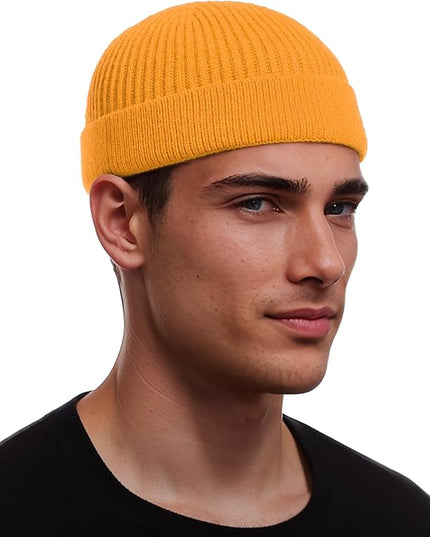 vidsel Thin Wool Fisherman Beanie for Men Women, Short Knit Cuff Trawler Watch Hats