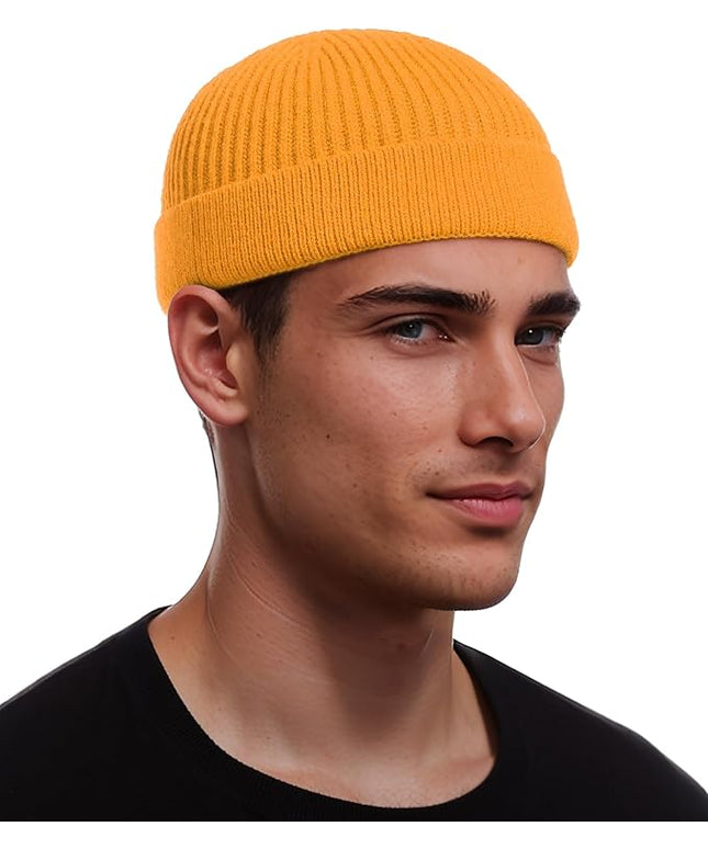 vidsel Thin Wool Fisherman Beanie for Men Women, Short Knit Cuff Trawler Watch Hats