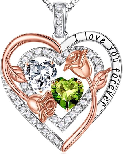 Iefil Christmas Gifts for Women - Sterling Silver Birthstone Necklace Anniversary Birthday Gifts for Her Wife Mom Daughter