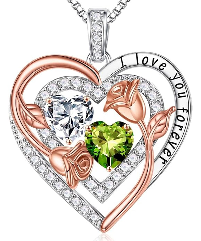 Iefil Christmas Gifts for Women - Sterling Silver Birthstone Necklace Anniversary Birthday Gifts for Her Wife Mom Daughter