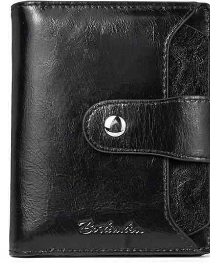 BOSTANTEN Women Leather Wallet RFID Blocking Small Bifold Zipper Pocket Wallet Card Case Purse with ID Window