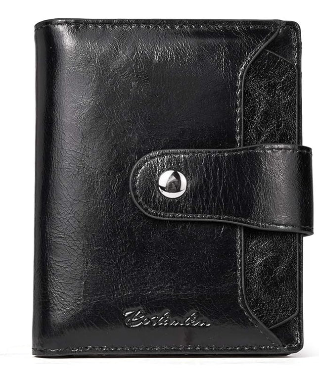 BOSTANTEN Women Leather Wallet RFID Blocking Small Bifold Zipper Pocket Wallet Card Case Purse with ID Window