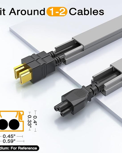 Delamu 157in Cord Covers for Wires on Wall, Cord Hider for 1 Cord, Paintable Cable Hider, Cable Management Wire Covers for Cords, W0.55 H0.4in, Grey