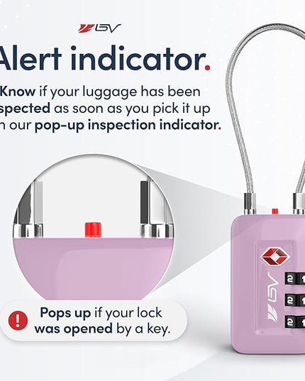 TSA Accepted Luggage Travel Lock, Set-Your-Own Combination Lock for School Gym Locker, Luggage Suitcase Baggage Locks, Filing Cabinets, Toolbox, Case (Purple, 6 Pack)