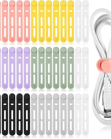 42 Pcs Silicone Cable Ties Reusable Cord Straps Multipurpose Elastic Cable Organizer for Bundling Fastening Earphone Phone Charger Home Office School(Multicolor,3.15 Inch)