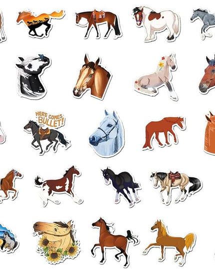 Western Horse Vinyl Stickers, 50 PCS Waterproof Animal Decals for Laptops, Scrapbooking, Notebooks, Water Bottles, Suitcases, Phones & DIY Decor