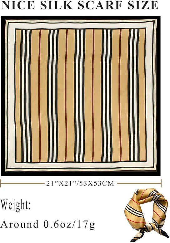 100% Mulberry Silk Scarf for Women Hair Lightweight Square Neckerchief Wrap For Head Scarves 21"