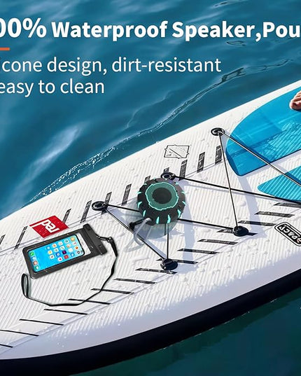 HEYSONG Bluetooth Shower Speaker + Waterproof Phone Pouch – Rugged & Ready for Any Wet Adventure