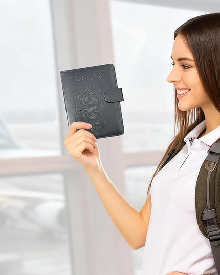 Passport Holder Cover, ACdream Protective Premium Leather RFID Blocking Wallet Travel Case for Passport/Credit Card/Air Ticket,