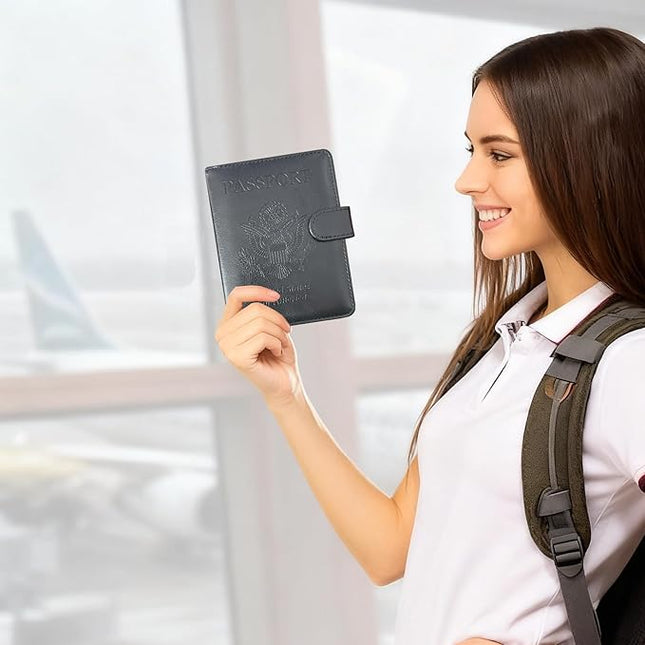 Passport Holder Cover, ACdream Protective Premium Leather RFID Blocking Wallet Travel Case for Passport/Credit Card/Air Ticket,
