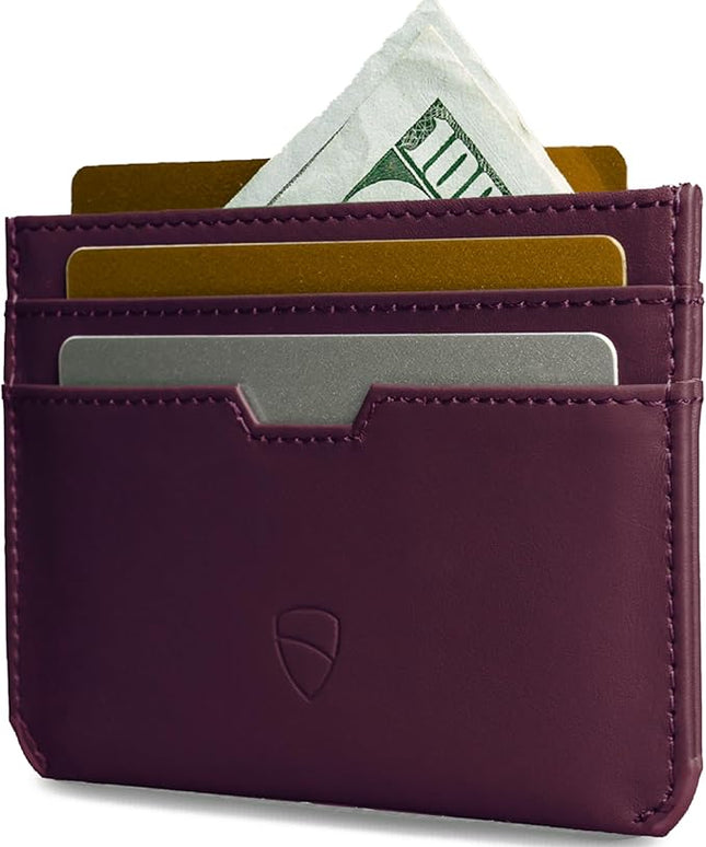 Vaultskin MOORGATE Slim Card Holder - Minimalist Leather Wallet, RFID Blocking Sleeve, Fits Front Pocket, for Men and Women