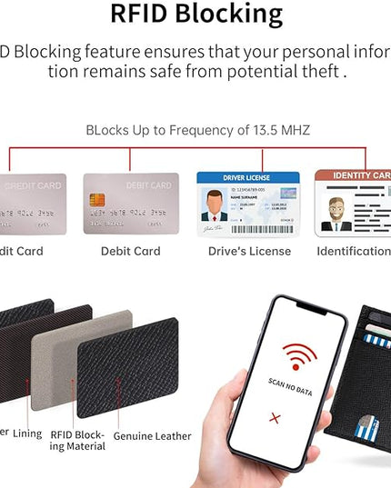 ilovever Slim Wallet for Women Small Leather RFID Blocking Credit Card Holder Minimalist Front Pocket Wallet with Coin Purses & Pouches,Black