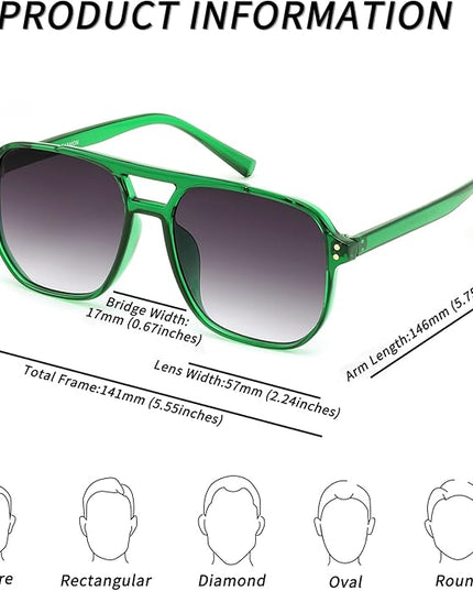 FEISEDY Retro Square Aviator Sunglasses Women Men 70s Vintage Trendy Plastic Frame Sun Glasses B2835