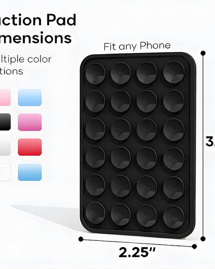 Suction Phone Case Mount, Phone Sticky Grip for iPhone and Android, Adhesive Phone Accessory, Hands-Free Mirror Shower Phone Holder for Videos and Selfies (Black)