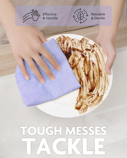 Fantasticlean Microfiber Cleaning Cloth Roll -40 Pack, Tear Away Microfiber Towels, 12" x 12", Reusable, Washable, Scratch Free, Ultra Absorbent for All-Around Cleaning Supplies (Lavender)