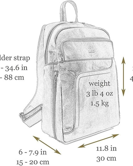 Time Resistance Leather Business Backpack - Laptop and A4 Portfolio Bag - Travel Bag Rucksack (Brown)