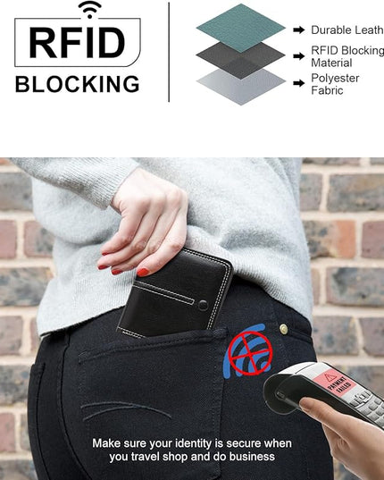 TFKGS Slim Wallet for Women RFID Wallet Women Small Wallets Woman Thin Credit Card Holder RFID Blocking Bifold Compact Pocket Ladies Leather Black Mini Purse