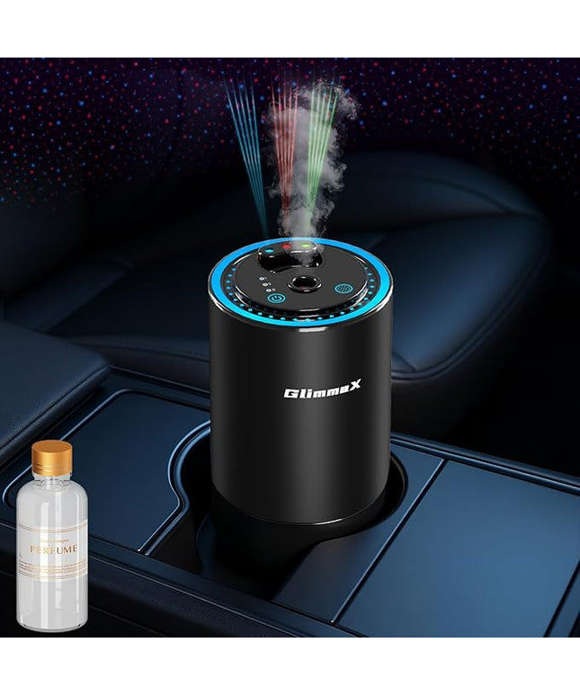 Smart Car Air Freshener Diffuser with Starry Sky Projection and 50ml Perfume, Auto On/Off Intelligent, 3 Adjustable Spray Modes Rechargeable Car Aroma Diffuser, Cologne