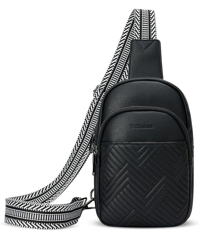 Leather Crossbody Bags for Women Small Sling Bag Anti Theft RFID Chest Purse Fanny Pack for Travel