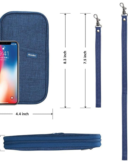 RFID Family Passport Wallet Holder Waterproof, Travel Document Organizer Credit Card Clutch Bag for Men Women