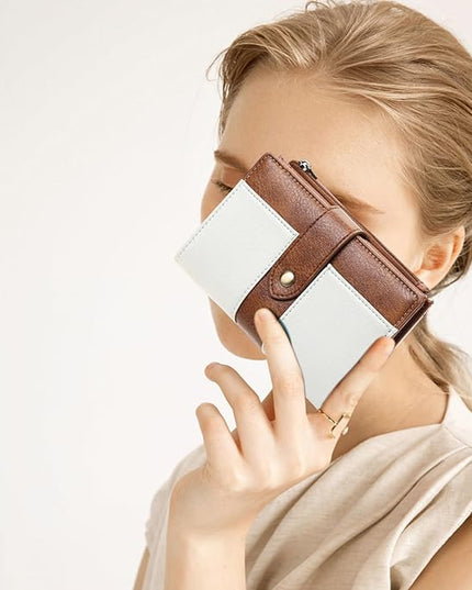 FALAN MULE Small Wallet for Women RIFD Leather Bifold Credit Card Holder with 3 ID Window