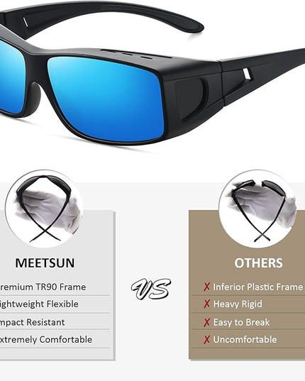 MEETSUN Fit Over Glasses Sunglasses for Men Women,Wrap Around Sunglasses Polarized UV400 Protection