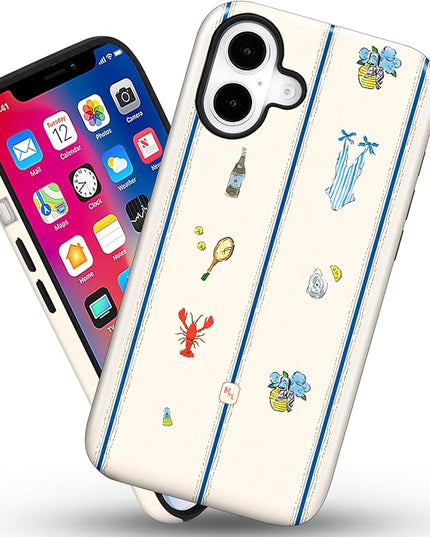 Magnetic for iPhone 16 Case Cute Frog Stripes Phone Case, Summer Shockproof Slim TPU and Hard PC Protective Phone Cover Compatible with MagSafe Designed for Women Girls