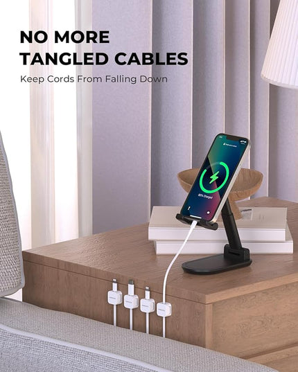 10 Pack Magnetic Cord Organizer, Magnetic Cable Clips for Desk Cable Management, Cord Holder for Nightstand, Wire Management Cable Holder for Charger Holders, Adhesive Cord Organizer Clips