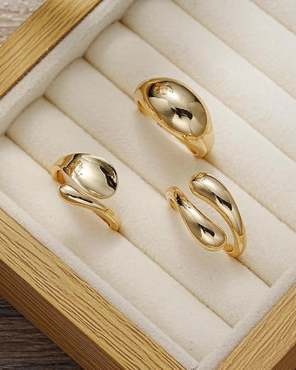 Chunky Rings for Women Adjustable Thick Rings Set Trendy Statement Stackable Ring for Women Chunky Jewlery Irregular Dome Flower Finger Knkuckle Thumb Ring