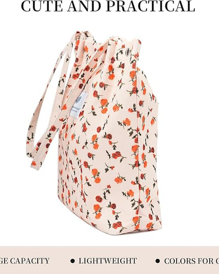 Corduroy Tote Bag Cute Tote Bags for Women Shoulder Bag with Inner Pocket for Work Beach Travel and Shopping Grocery