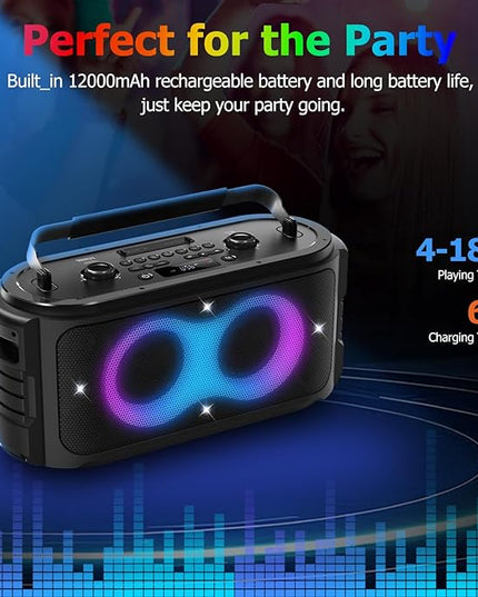 Portable Bluetooth Speaker 300W Peak Big Powerful Loud Sound Deep Bass Large Wireless Boombox with Subwoofer DSP Led Light for Home Party Outdoor Gatherings Camping Backyard