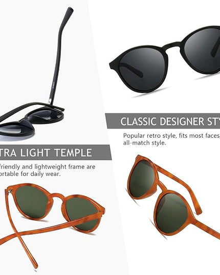 SUNGAIT Classic Vintage Round Polarized Sunglasses for Women Men Retro Style UV400