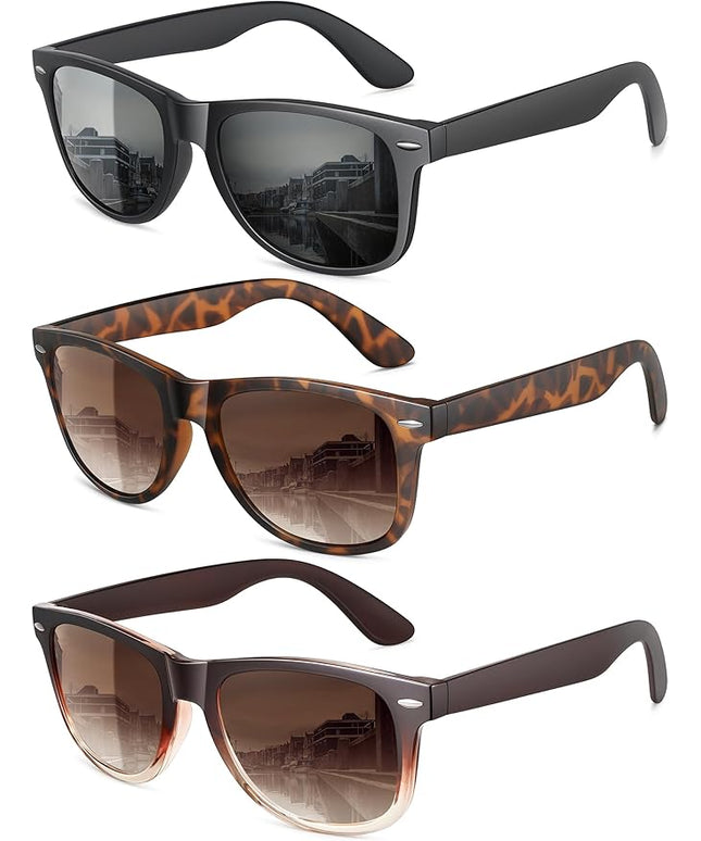 MEETSUN Polarized Sunglasses for Women Men Classic Retro Trendy Driving Sun Glasses UV400 Protection (3 Pack)