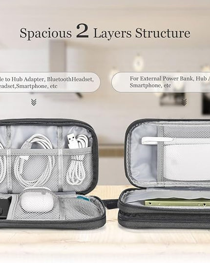 Electronic Organizer Travel Cable Accessories Bag, Electronic Organizer Case, Waterproof Electronic Accessories Organizer Bag for Power Bank, Charging Cords, USB Cable (Dark Gray)