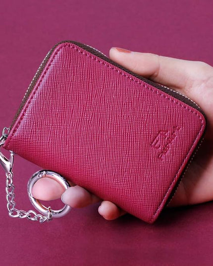 FurArt Zipper Wallet Women, RFID Blocking Credit Card Wallet, Business Card Holder, Compact Size KeyChain Wallet