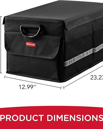 Rubbermaid Car Organizer, Collapsible Trunk Organizer, Multi-Compartment Car Storage Organization for Car Accessories, 3 Compartments With Cover, 23.23"*12.99"*11.81"