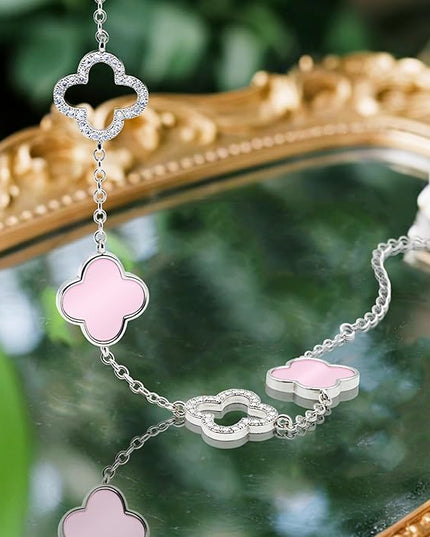 Clover Bracelet for Women 18k Gold Plated Silver Lucky Four Leaf Link Chain Bracelets Charm Trendy Jewelry Gifts for Women